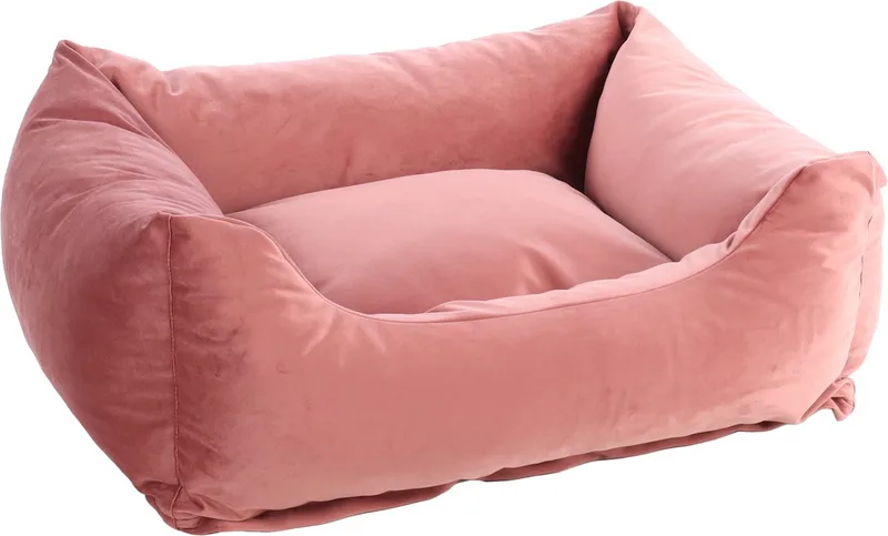 Mand Elena Rechthoekig - 80 x 67 x 22 cm - Hondenmand - Hondenkussen de Flamingo en Oudroze – photo produit