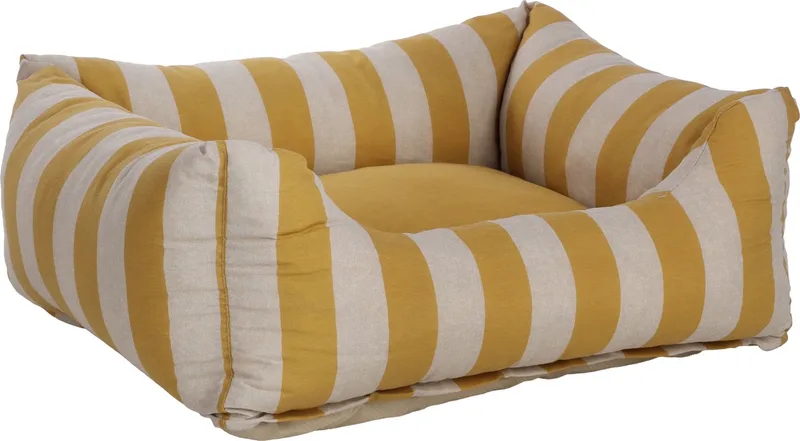 Mand Zahia Rechthoekig Geel & Wit - 80 x 67 x 22 cm - Hondenmand - Hondenkussen by Flamingo – product photo