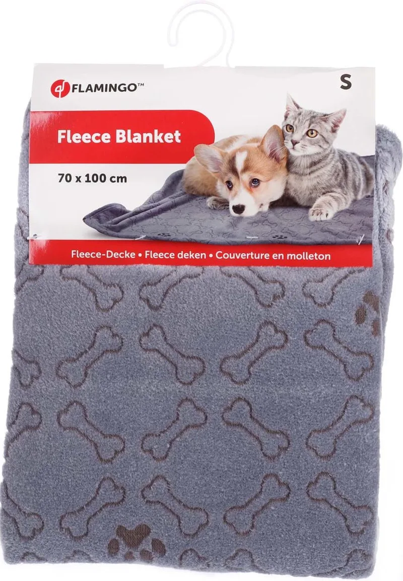 Marva - Deken Honden;katten - Fleece Deken Marva Bot/poot 100x150cm - 1st - 131517 - 1st von Flamingo in Grau – Produktfoto