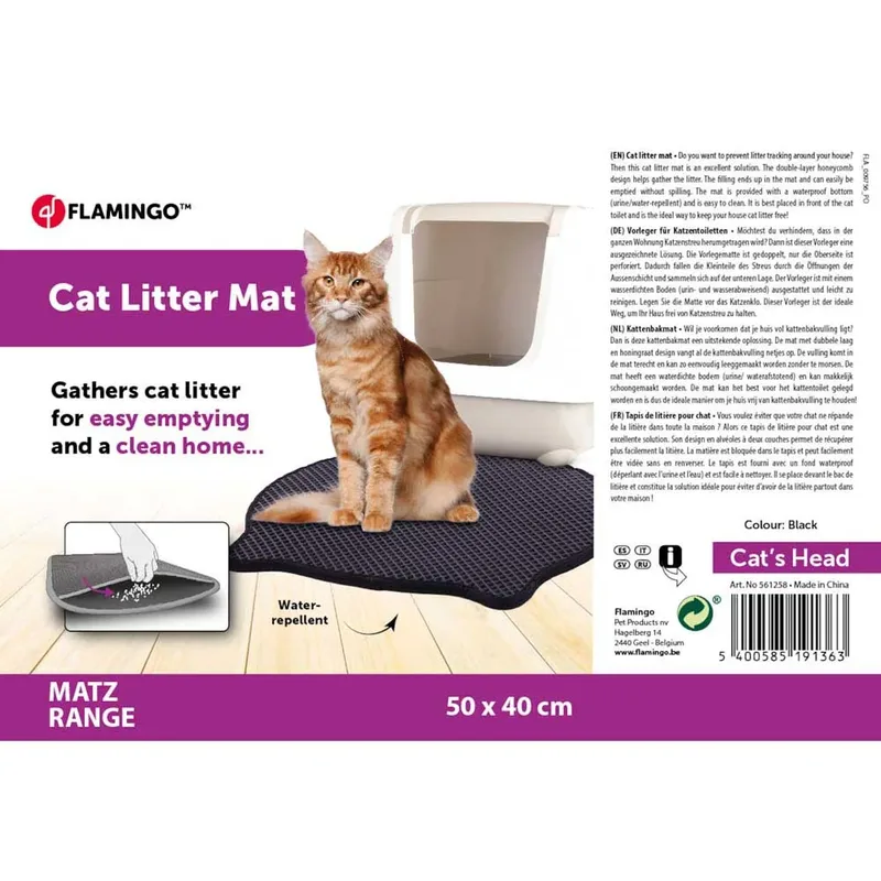 Matz - Kattenbakmat Katten - Kattenbakmat Matz 50x40cm de Flamingo en Noir – photo produit 3 sur 3