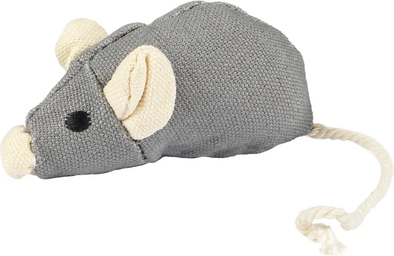 Natural Fun Muis - Kattenspeelgoed - 17 cm Beige van Flamingo in Grijs – productfoto