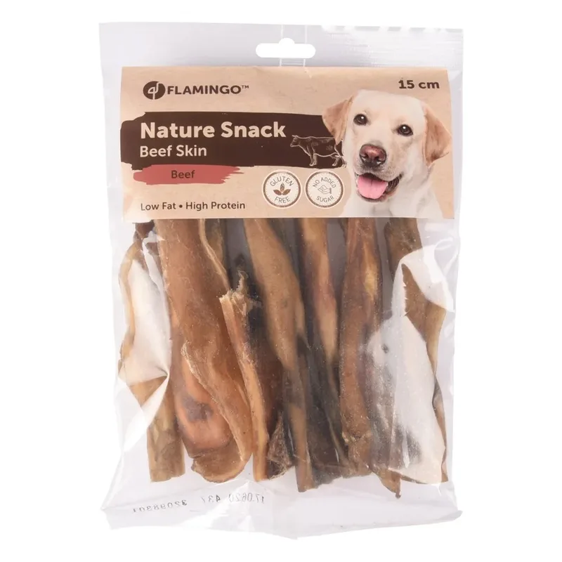 Natuurlijke Snack Van Runderhuid Voor Honden 200g de Flamingo – photo produit 2 sur 2