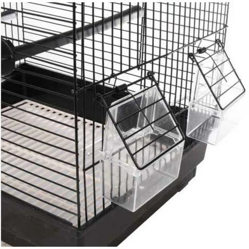 Parkietenkooi Nusa - 39 x 31 x 46 cm - met Metalen Dak - Stijlvolle Kooi voor Kleine Vogels by Flamingo in Black – product photo 2 of 5