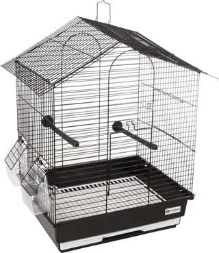 Parkietenkooi Nusa - 39 x 31 x 46 cm - met Metalen Dak - Stijlvolle Kooi voor Kleine Vogels by Flamingo in Black – product photo 1 of 5