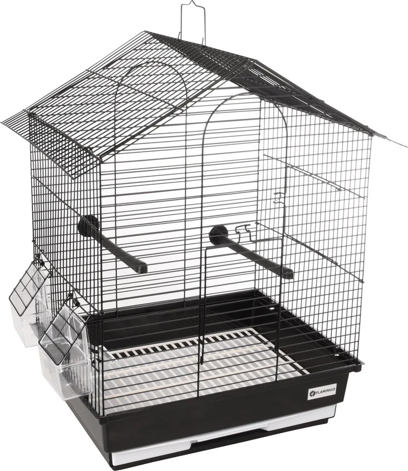 Parkietenkooi Nusa - 39 x 31 x 46 cm - met Metalen Dak - Stijlvolle Kooi voor Kleine Vogels by Flamingo in Black – product photo 1 of 5
