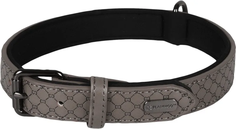Patti Met Neopreen - Halsband Honden - Halsband Patti L 43-53cm 25mm - 1st - 130945 - 1st de Flamingo en Gris – photo produit