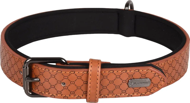 Patti Met Neopreen - Halsband Honden - Halsband Patti Xxl 52-62cm 30mm - 1st - 130975 - 1st de Flamingo en Marron – photo produit