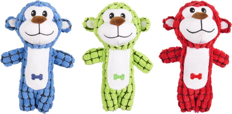 Pluche Aap - Hondenspeelgoed - 13 cm - Blauw;groen;rood de Flamingo en Bleu – photo produit