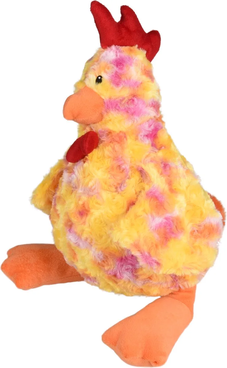 Pluche Kip - Hondenspeeltje - Superzacht - Kleurrijk - Large de Flamingo en Jaune – photo produit