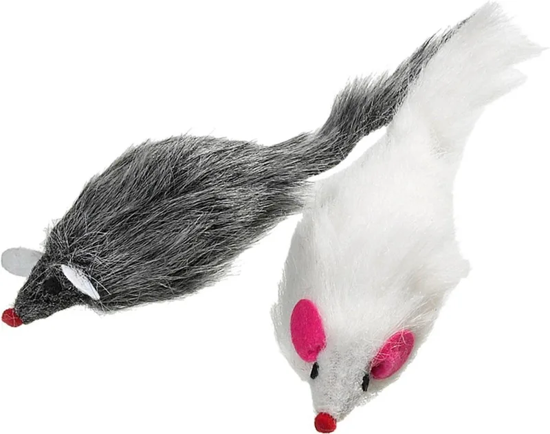 Pluche Muis met Stem - Kattenspeelgoed - 12 cm - Grijs;Wit by Flamingo in Grey – product photo