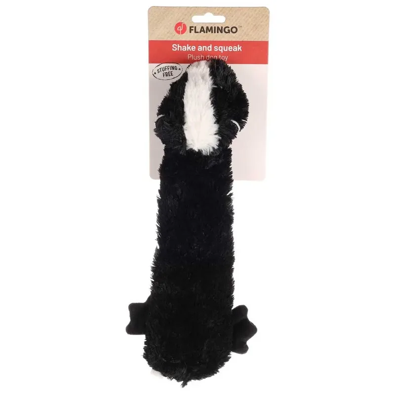 Pluche Shaky Stinkdier - Hondenspeelgoed - 8 cm van Flamingo in Zwart – productfoto 2 van 2