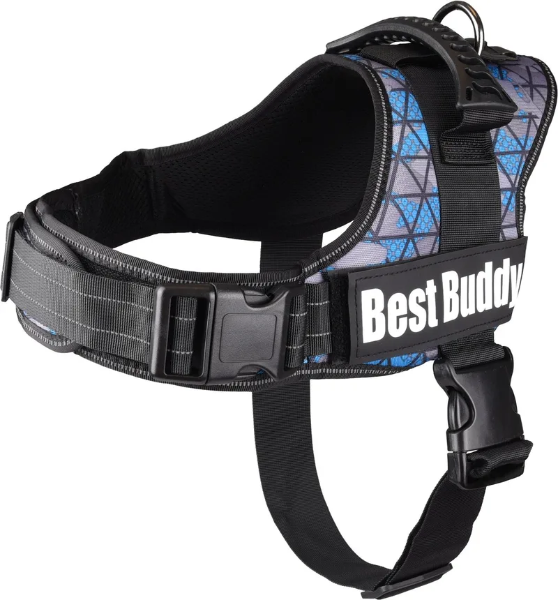 Pluto Liberty - Harnas Honden - Harnas Best Buddy Pluto Camouflage Grid Xxl 95-130cm 50mm - 1st - 122247 - 1st by Flamingo in Blue – product photo