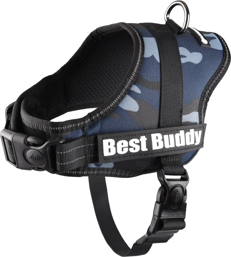 Pluto Liberty - Harnas Honden - Harnas Best Buddy Pluto Camouflage S 50-70cm 25mm - 1st - 122504 - 1st by Flamingo in Blue – product photo
