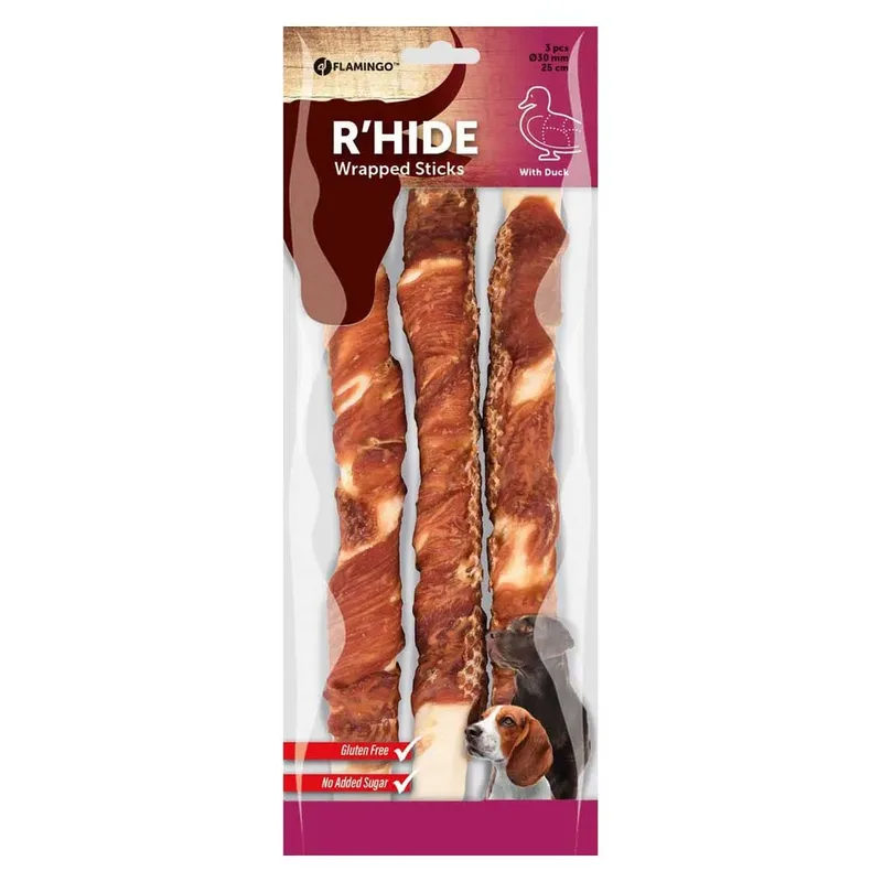 R'hide - Snack Honden - R'hide Staaf Met Eend 30mm 25cm 3st 240g - 3st - 129126 - 3st von Flamingo – Produktfoto 2 von 2