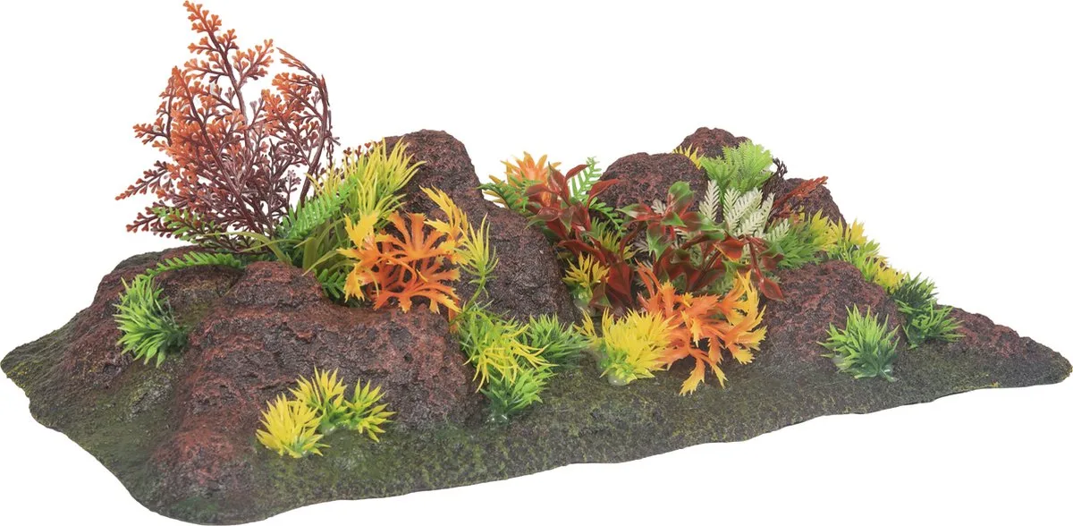 Radha - Decoratie Vis - Ad Radha Rots + Plant Vierhoek 42,5x23x9,5cm - 1st - 130254 - 1st de Flamingo en Rouge – photo produit
