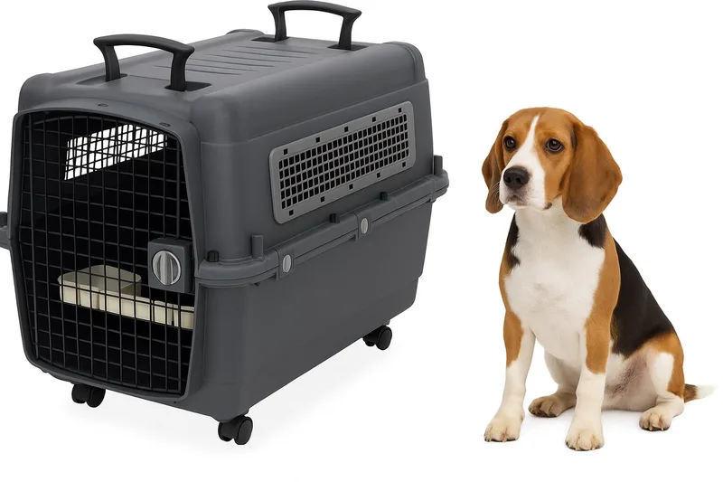 Reisbench hond – Autobench – Transportbox hond L 80x56x65,5 cm – Flamingo Transportkooi Lanta Donkergrijs von Flamingo in Grau – Produktfoto