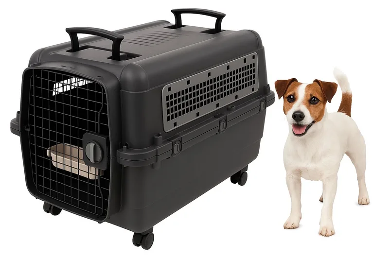 Reisbench hond – Autobench – Transportbox hond M 71x51x54 cm – Flamingo Transportkooi Lanta Donkergrijs von Flamingo in Grau – Produktfoto 1 von 3