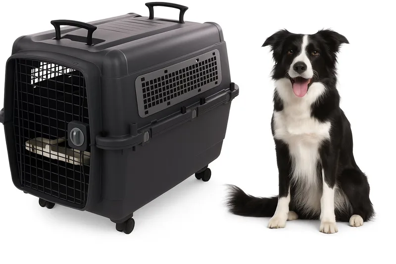 Reisbench hond – Autobench – Transportbox hond XL 92x60x75 cm – Flamingo Transportkooi Lanta Donkergrijs de Flamingo en Gris – photo produit