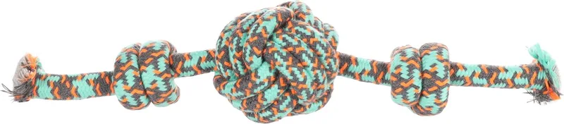 Riva Met 2 Knopen - Speelgoed Honden - Hs Katoen Riva Touw 2 Knopen+bal 36cm - 1st - 135168 - 1st de Flamingo en Vert – photo produit