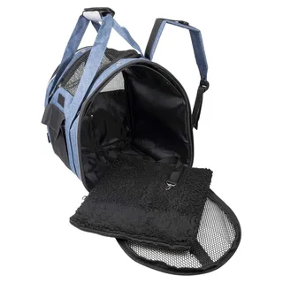 Rugzak hond – Rugzak kat – Flamingo Lenie – 36 x 32 x 32 cm – verstevigd frame – ventilatiegaas – uitneembare bodem – autogordellus – veiligheidsriem – reistas hond & reistas kat by Flamingo in Blue – product photo 3 of 5