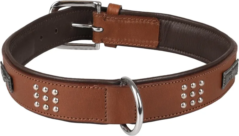 Sedona Gevoerd;gevuld - Halsband Honden - Halsband Sedona Leder+fitting Xxl 51-60cm 37mm - 1st - 128557 - 1st by Flamingo in Brown – product photo