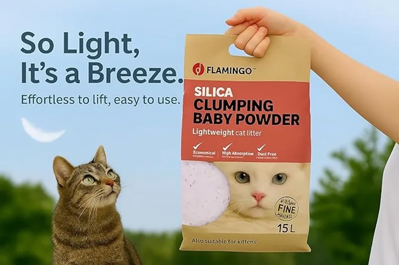 Silica Kattenbakvulling - Babypoeder - Fijne Klonterende Korrel - 2 x 15 liter de Flamingo – photo produit