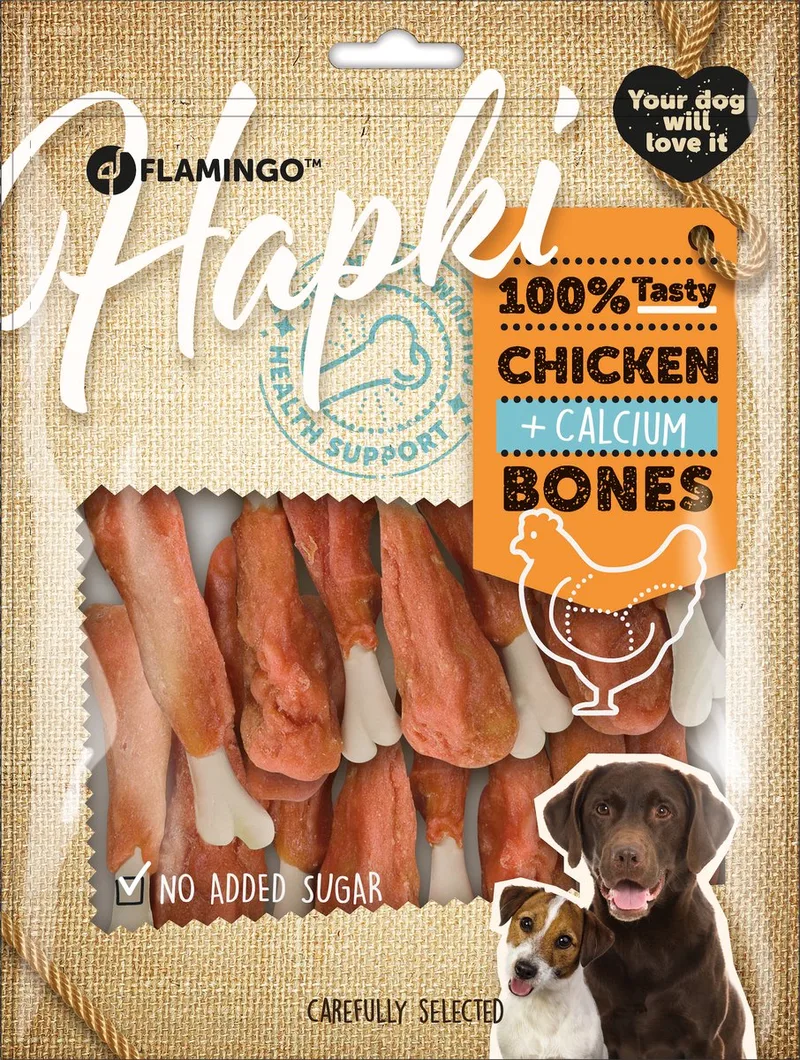 Snack Pour Chien Hapki Au Poulet Et Aux Os De Calcium 400g de Flamingo – photo produit