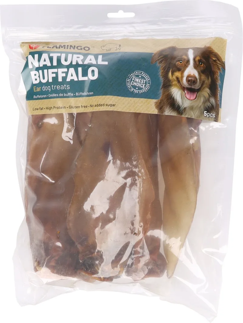 Snack Nature Buffeloor met vlees - zak met 5 stuks - snack voor de hond - glutenvrij de Flamingo – photo produit