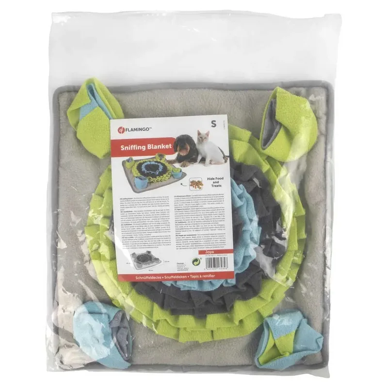 Snuffelmat "Joya" – Grijs/Blauw/Rood/Wit – 40 x 40 x 5,5 cm – Interactief Speelmat voor Honden en Katten de Flamingo en Multicolore – photo produit 3 sur 5