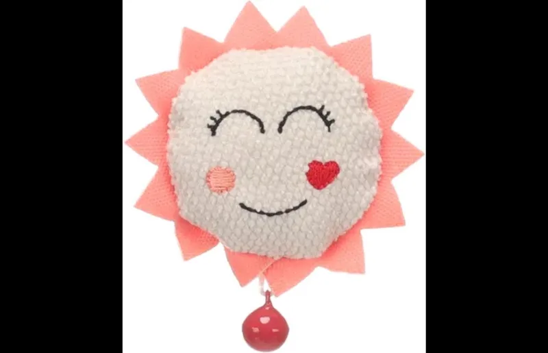 speelgoed voor de kat - zon met belletje - textiel - kattenspeelgoed von Flamingo in Roze en wit – Produktfoto