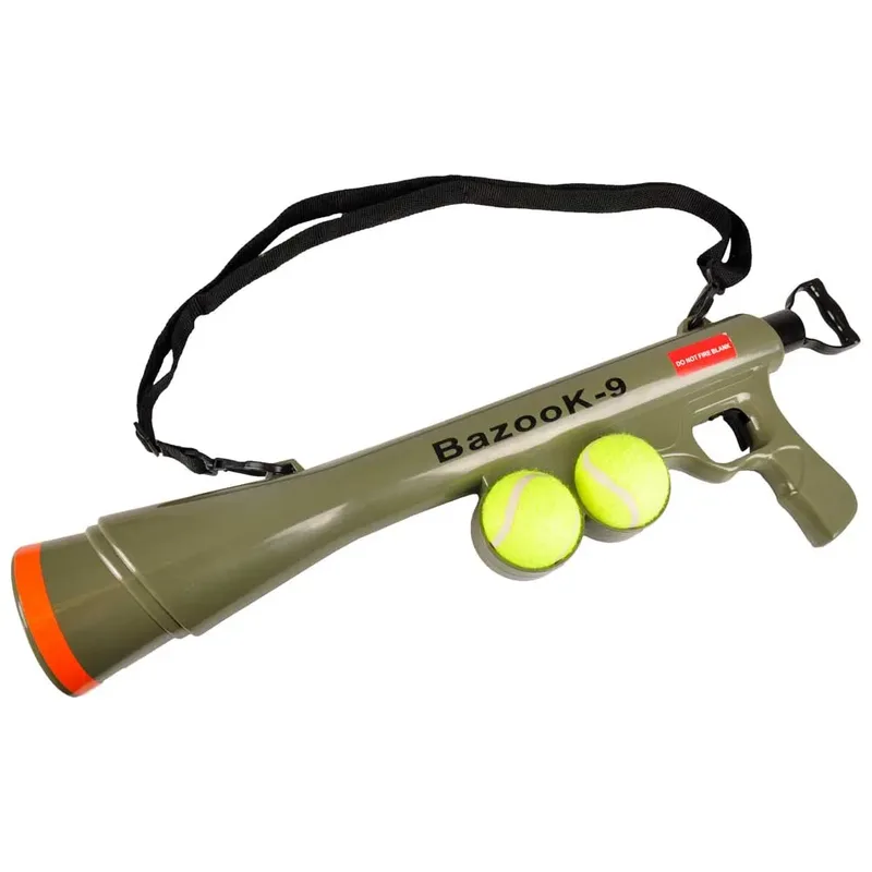 Speelgoed "Wissam" Bazooka met Bal – Kaki – 60 cm – Interactief Gooispeelgoed voor Honden by Flamingo in Green – product photo 2 of 4