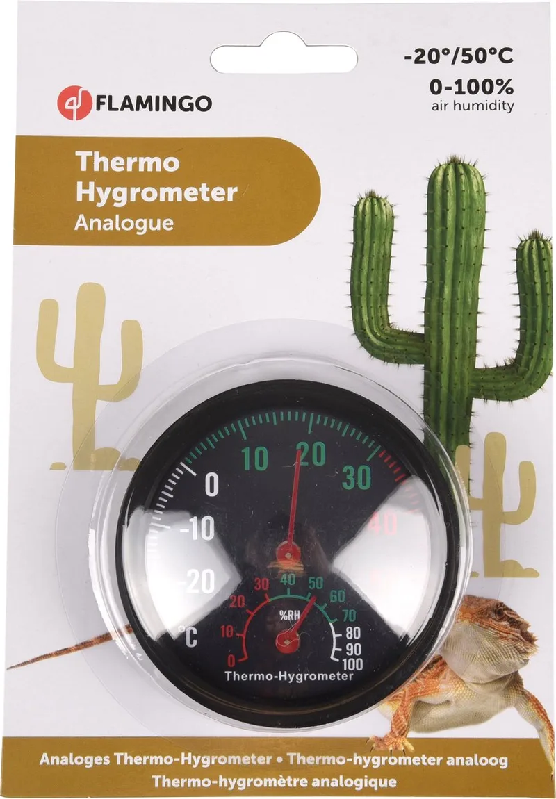 Thermo-/Hygrometer terrarium - Analoog de Flamingo en Noir – photo produit