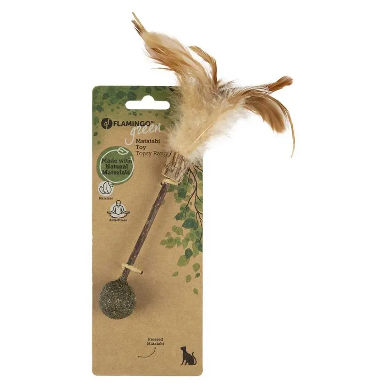 Topsy - Speelgoed Katten - Ps Topsy Stokje Hout+bol Matatabi Natuur 25cm - 1st - 130851 - 1st von Flamingo in Braun – Produktfoto 2 von 3