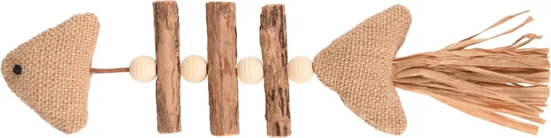 Topsy Vis Hout Natuur - Kattenspeelgoed - 21 cm by Flamingo in Brown – product photo