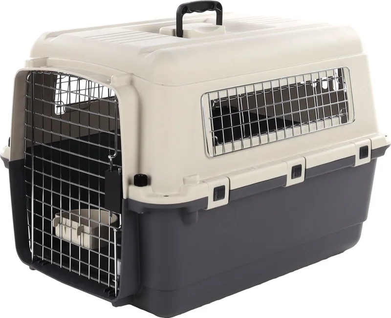 Transportbox hond M 67×53×47 cm – Flamingo Transportkooi Nomad Donkergrijs by Flamingo in Grey – product photo