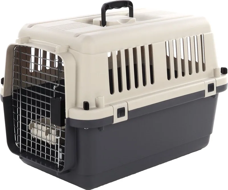 Transportbox hond S 61×40×41 cm – Flamingo Transportkooi Nomad Donkergrijs de Flamingo en Gris – photo produit 1 sur 2