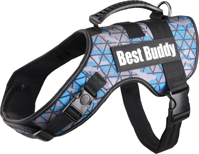 Uranus - Harnas Honden - Harnas Best Buddy Uranus Camouflage Grid Xl 80-115cm 50mm - 1st - 122802 - 1st fra Flamingo i Blå – produktbillede