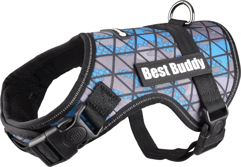 Uranus - Harnas Honden - Harnas Best Buddy Uranus Camouflage Grid S 50-70cm 25mm - 1st - 122442 - 1st by Flamingo in Blue – product photo