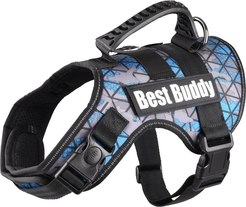 Uranus - Harnas Honden - Harnas Best Buddy Uranus Camouflage Grid M 60-80cm 38mm - 1st - 122430 - 1st von Flamingo in Blau – Produktfoto