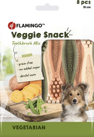 Veggie snack voor honden 10 cm 8 stuks - 160 gr - graan vrij - geen toegevoegde suiker - tandverzorgend - lekker. by Flamingo in Multicolour – product photo 1 of 6
