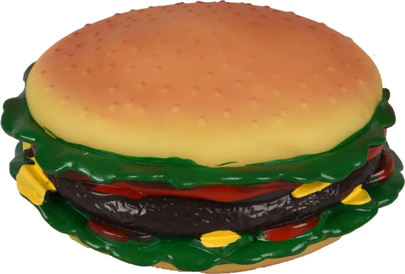 Vinyl Big Hamburger - Hondenspeelgoed - 15 cm de Flamingo en Marron – photo produit