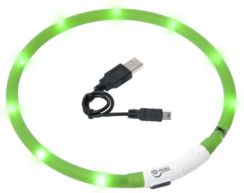 Visio Led Halsband 70 cm - Hondenhalsband de Flamingo en Vert – photo produit