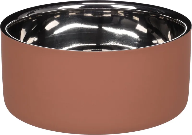 Voerbak hond - drinkbak hond - 1,2L - Xara Rond Zalmroze & Zilver - luxe dubbelwandige eetpot voor honden - 17cm von Flamingo in Rosa – Produktfoto