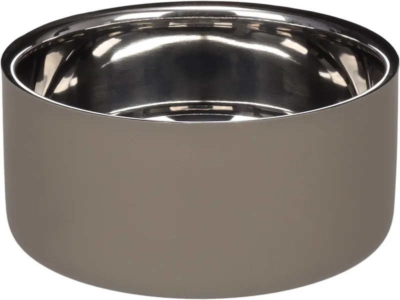 Voerbak hond - drinkbak hond - 1,2L - Xara Rond & Zilver - stijlvolle dubbelwandige inox voerbak - 17cm de Flamingo en Taupe – photo produit
