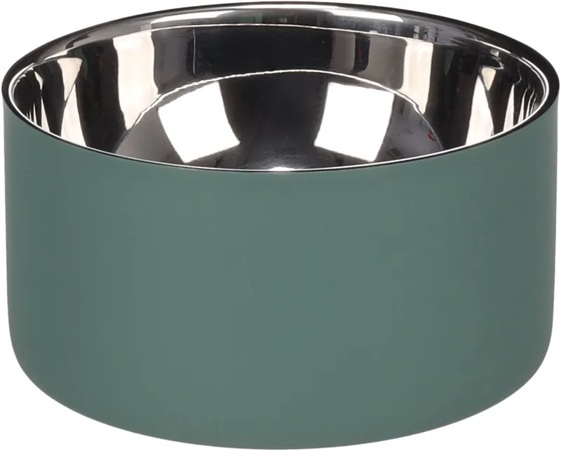 Voerbak hond - drinkbak hond - 700ml - Xara Rond & Zilver - stijlvolle inox voerbak met antislip - 15cm by Flamingo in Green – product photo