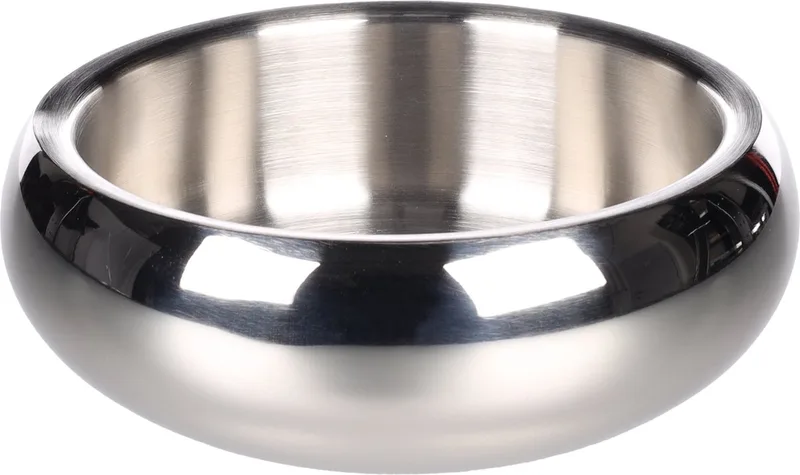 Voerbak hond – drinkbak hond – eetbak hond inox – dubbelwandige RVS kom met antislip – Ø17,5 cm – 1,19L – Flamingo eet- en drinkpot Muna Rond by Flamingo in Silver – product photo