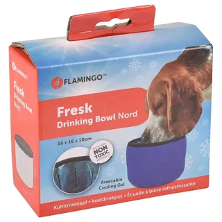 Voerbak hond - drinkbak hond - Fresk Rond - verkoelende reis drinkpot met gelvulling - 16 cm fra Flamingo i Blå – produktbillede 3 af 4