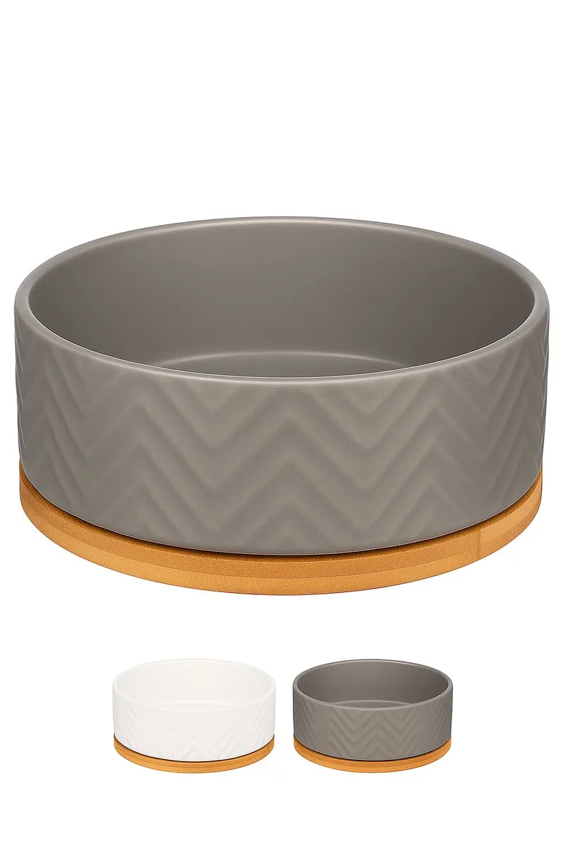 Voerbak hond – drinkbak hond – voerbak hond met standaard – eetbak hond keramiek – Ø16 cm – 990ml – Flamingo eetbak Bianco by Flamingo in Grey – product photo