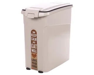 voerton hond – Kolio 16L – compacte kunststof voercontainer met schep & klapdeksel – luchtdichte hondenvoer opslag by Flamingo in Beige – product photo 2 of 5