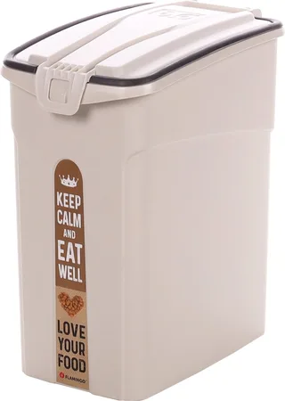 voerton hond – Kolio 16L – compacte kunststof voercontainer met schep & klapdeksel – luchtdichte hondenvoer opslag by Flamingo in Beige – product photo 1 of 5